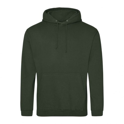 Just Hoods álló kapucnis pulóver, college hoodie, uniszex - erdőzöld