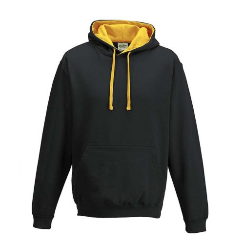 Just Hoods dupla kapucnis pulóver kétszínű kapucnival, uniszex - fekete/ aranysárga