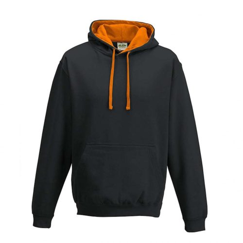 Just Hoods dupla kapucnis pulóver kétszínű kapucnival, uniszex - fekete/ orange