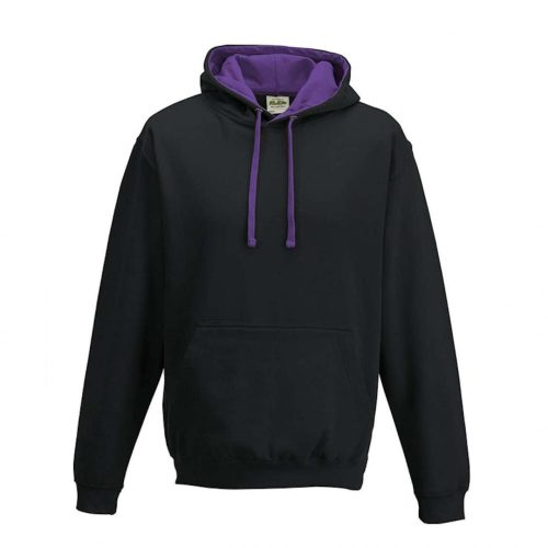 Just Hoods dupla kapucnis pulóver kétszínű kapucnival, uniszex - fekete/ lila