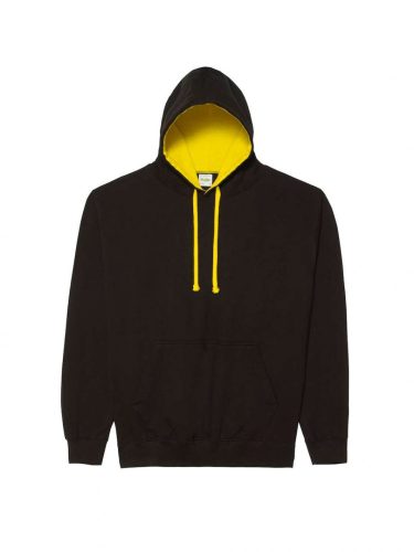 Just Hoods dupla kapucnis pulóver kétszínű kapucnival, uniszex - fekete/ sárga