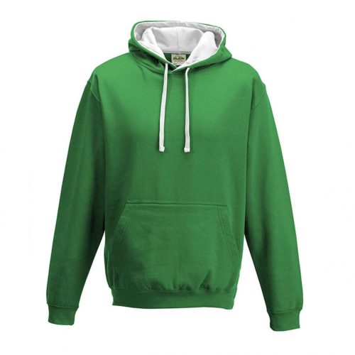 Just Hoods dupla kapucnis pulóver kétszínű kapucnival, uniszex - zöld/ fehér