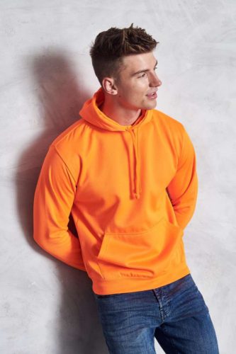 Just Hoods kapucnis pulóver vibráló neonszínekben, uniszex - neon orange