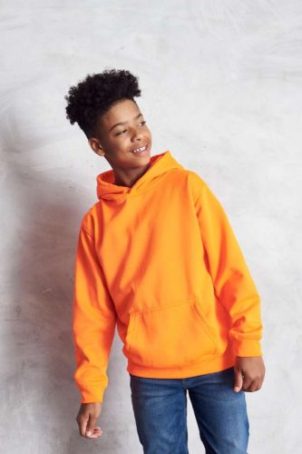 Just Hoods kapucnis gyerek pulóver vibráló neonszínekben, uniszex - neon orange