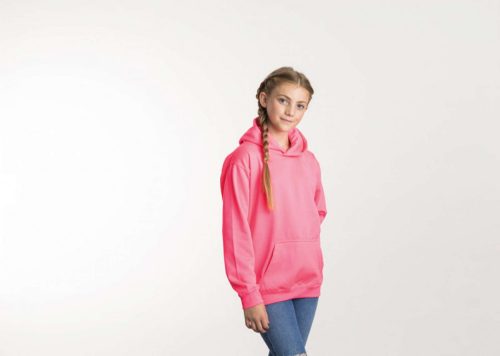 Just Hoods kapucnis gyerek pulóver vibráló neonszínekben, uniszex - neon pink