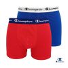 Champion Essential férfi pamut boxer csomag - Red-Blue - 2 db