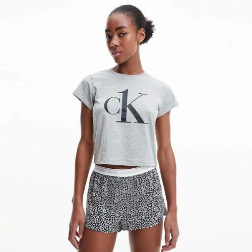 Calvin Klein mintás női rövidnadrágos pamut pizsama - szürke