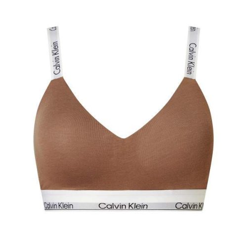 Calvin Klein Bralette merevítő nélküli pamut melltartó - barna
