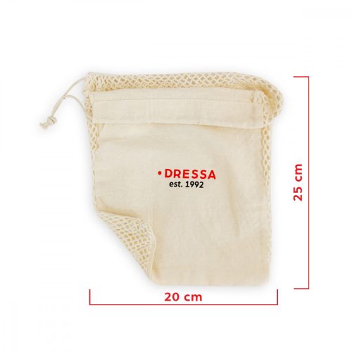 Dressa Shopping hálós összehúzható pamut textil szütyő - nagy