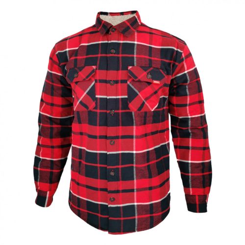 Dressa Vintage Overshirt vastag bélelt kockás férfi flanel favágó ing - piros