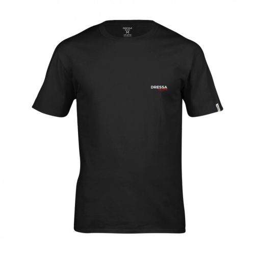 Dressa Logo környakú rövid ujjú pamut póló - fekete