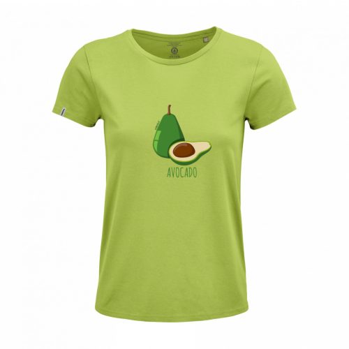 Dressa Avocado mintás női környakú rövid ujjú biopamut póló - zöld