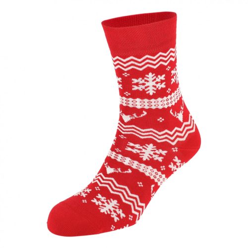 Dressa Xmas pamut karácsonyi norvég mintás zokni - piros