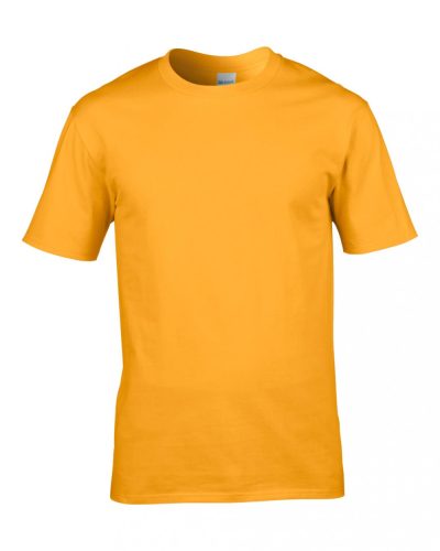 Gildan karcsúsított környakas pamut póló, uniszex - aranysárga