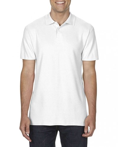 Gildan férfi rövidujjú galléros piké póló - fehér