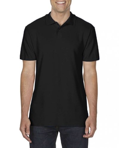 Gildan férfi rövidujjú galléros piké póló - fekete