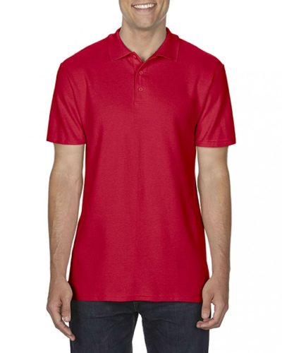 Gildan férfi rövidujjú galléros piké póló - piros
