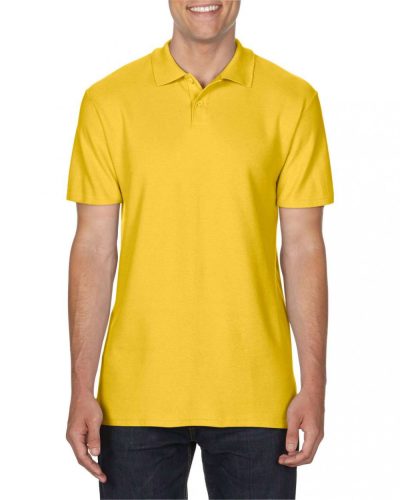 Gildan férfi rövidujjú galléros piké póló - sárga