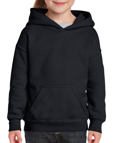 Gildan kapucnis gyerek pulóver, uniszex - fekete
