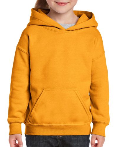 Gildan kapucnis hosszúujjú gyerek pulóver, uniszex - aranysárga