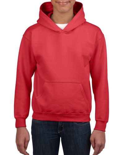 Gildan kapucnis hosszúujjú gyerek pulóver, uniszex - piros