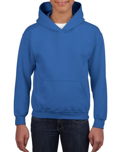 Gildan kapucnis hosszúujjú gyerek pulóver, uniszex - royal kék
