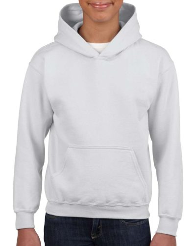 Gildan kapucnis gyerek pulóver, uniszex - fehér