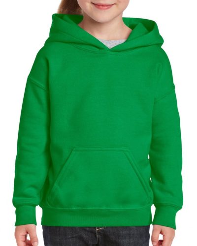 Gildan kapucnis hosszúujjú gyerek pulóver, uniszex - zöld