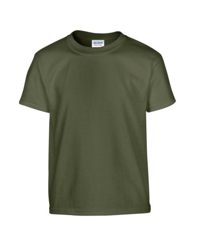 Gildan környakas rövidujjú gyerek póló - military-zöld