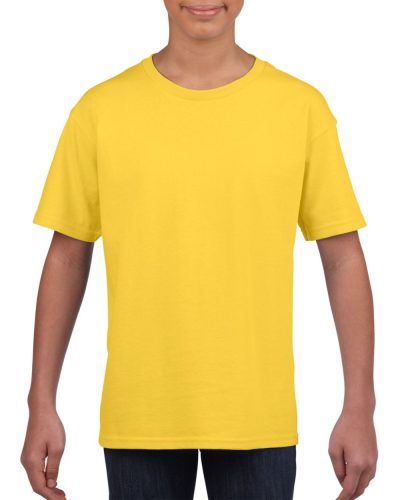 Gildan rövidujjú környakas gyermek pamut póló, uniszex - sárga
