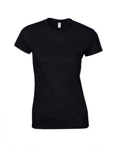 Gildan női testhez álló pamut póló - fekete