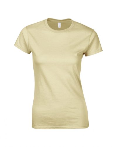 Gildan női testhez álló pamut póló - homokszín, bézs