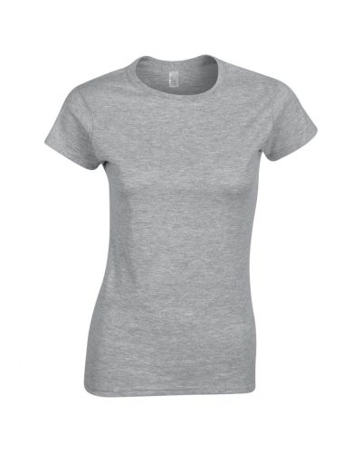 Gildan női testhez álló pamut póló - világosszürke