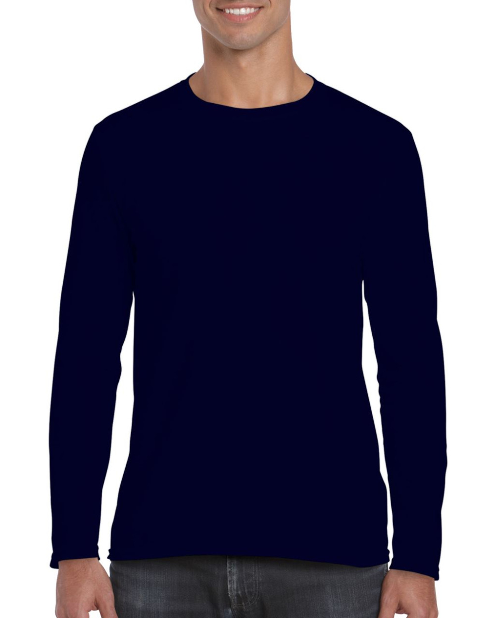 Gildan Softstyle pamut uniszex környakas hosszú ujjú póló - sötétkék
