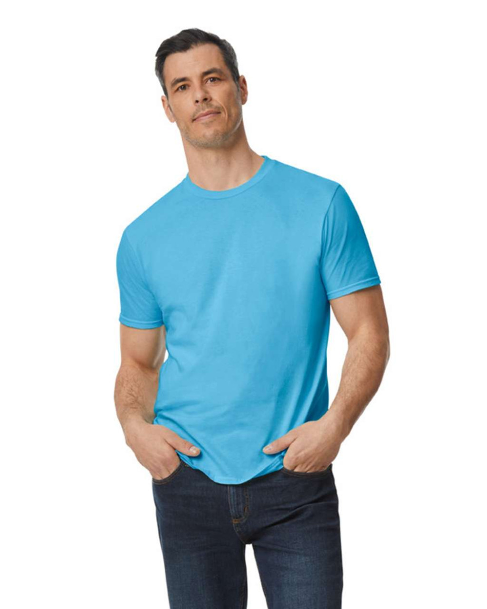 Gildan Softstyle rövidujjú környakas uniszex pamut póló - babakék