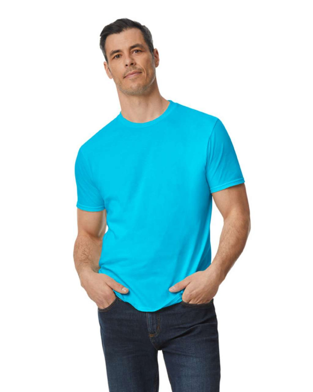 Gildan Softstyle rövidujjú környakas uniszex pamut póló - trópusi kék