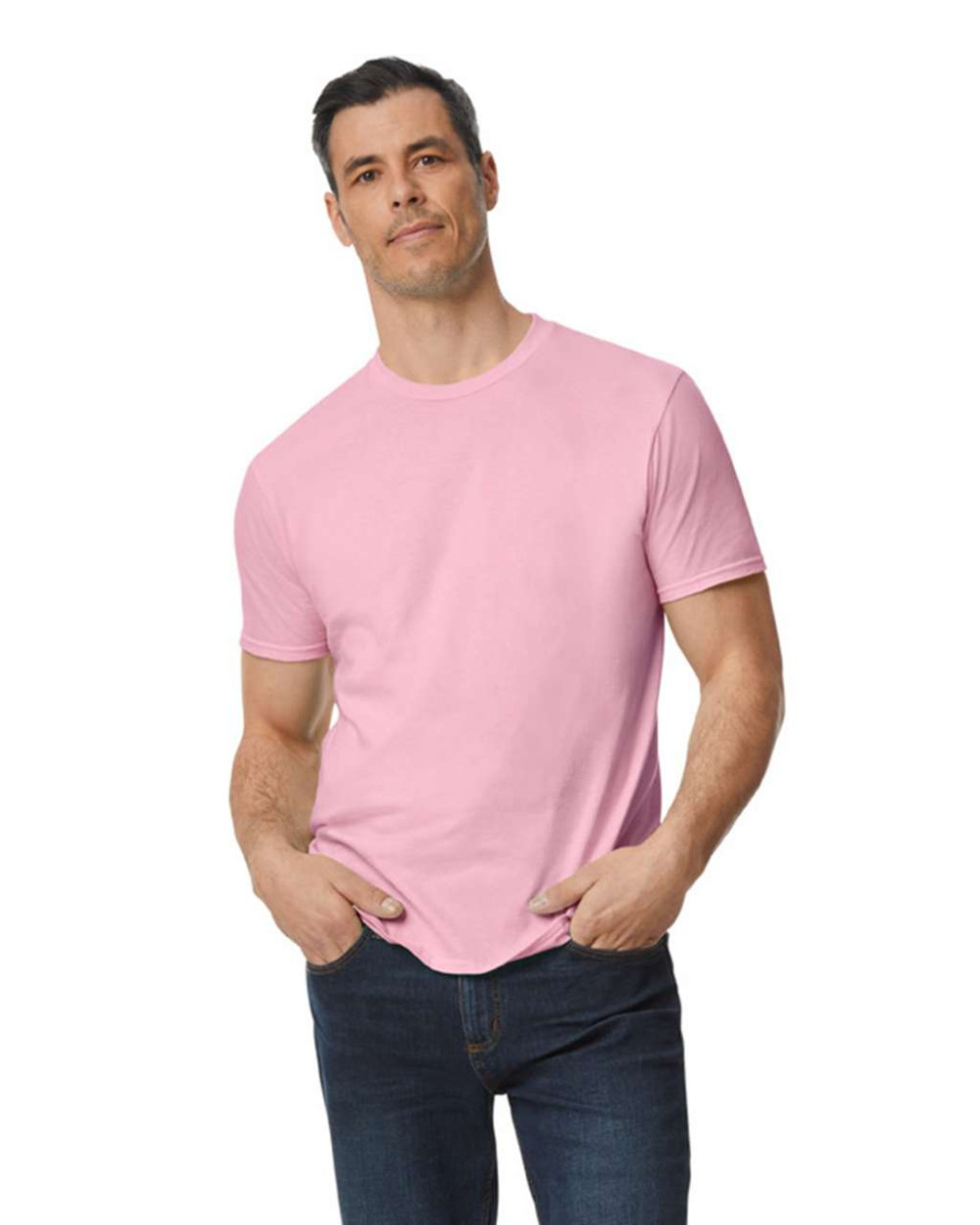 Gildan Softstyle rövidujjú környakas uniszex pamut póló - rózsaszín