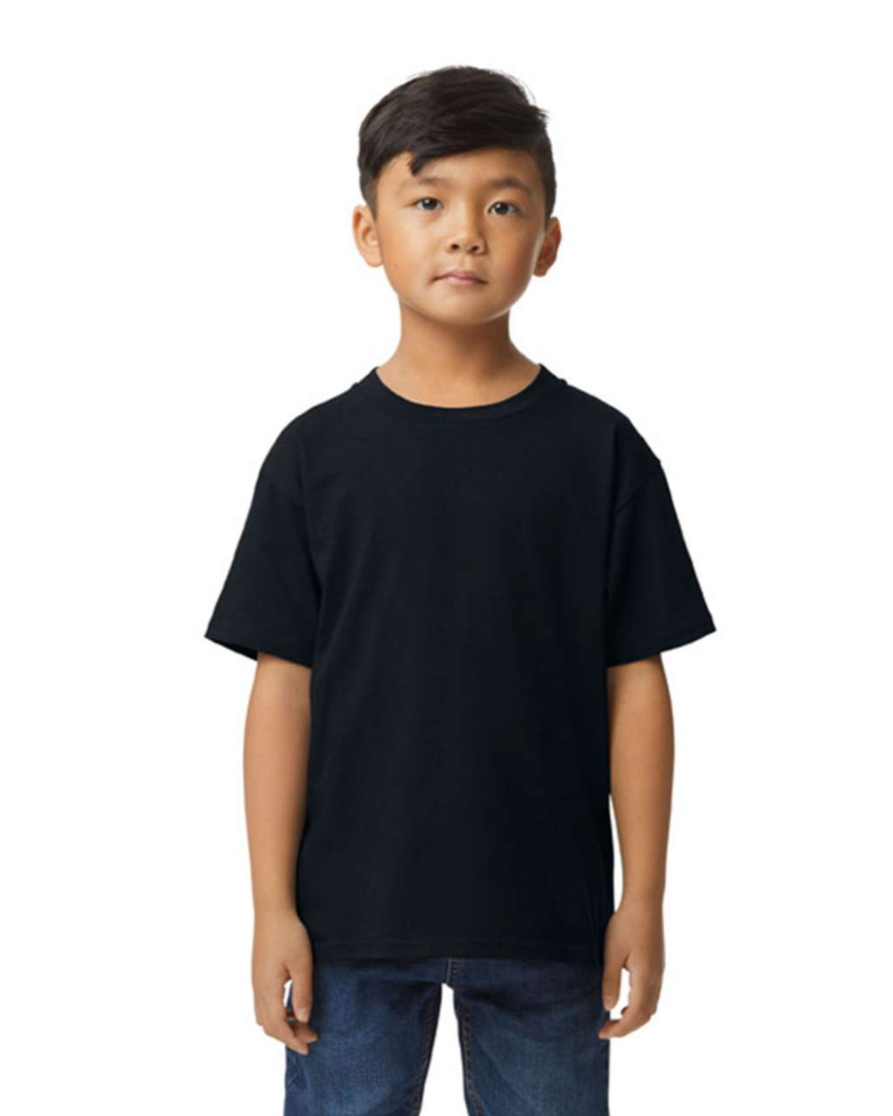 Gildan Softstyle rövidujjú környakas gyerek póló - fekete