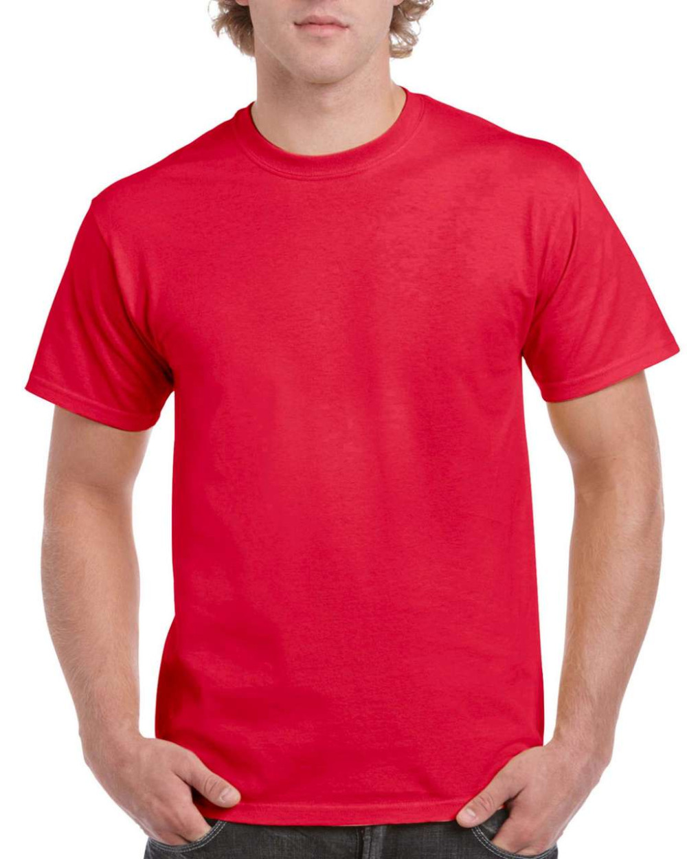 Gildan Hammer rövidujjú környakas uniszex póló - piros