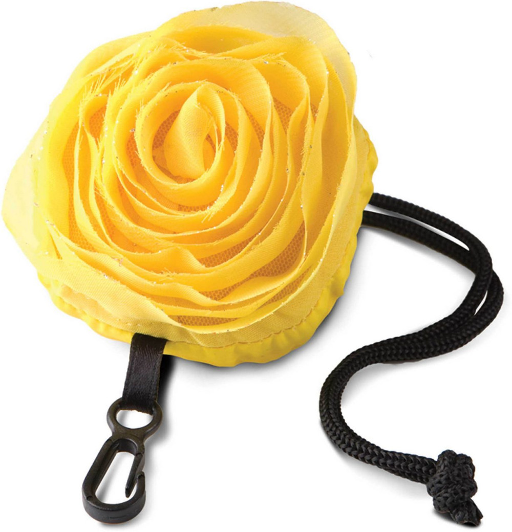 Kimood rózsa alakú tokba csukható bevásárlótáska - sárga